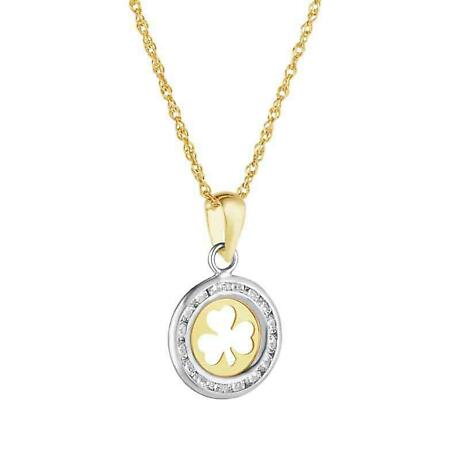 Product Image for Irish Necklace | 10k Gold Small Circle Shamrock Pendant