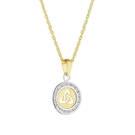 Irish Necklace | 10k Gold Small Circle Trinity Knot Pendant