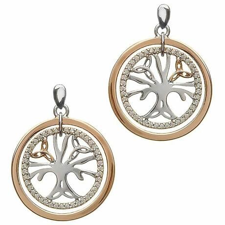 Product Image for Irish Earrings | Real Irish Gold & Sterling Silver Celtic Tree of Life by House of Lor