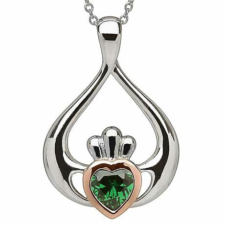 Irish Necklace | Real Irish Gold & Sterling Silver Claddagh Pendant by House of Lor