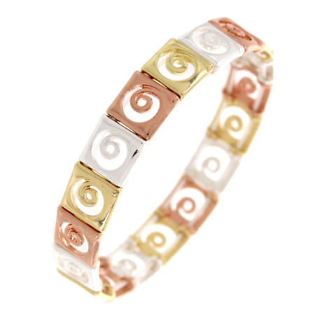 Irish Bracelet | Celtic Waves Manx Sea Three Tone Spiral Stretch Bracelet