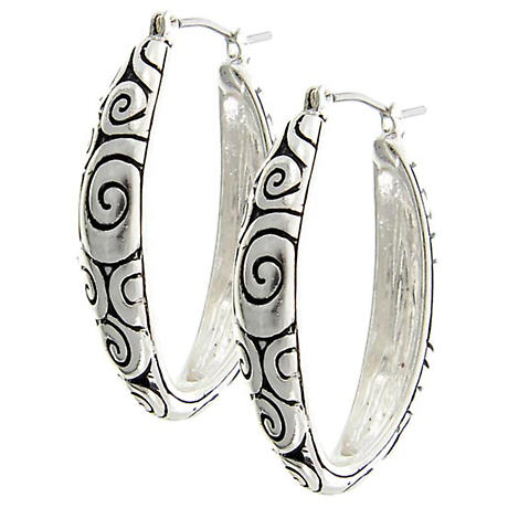 Irish Earrings | Celtic Waves Silvertone Spiral Hoop Earrings