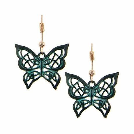 Irish Earrings | Celtic Knot Butterfly Patina Earrings