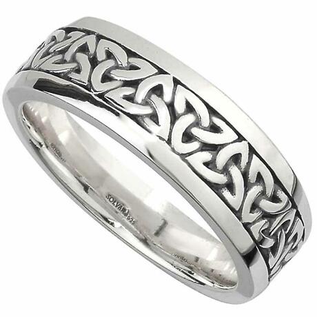 SALE | Irish Wedding Band | Sterling Silver Mens Celtic Trinity Knot Ring