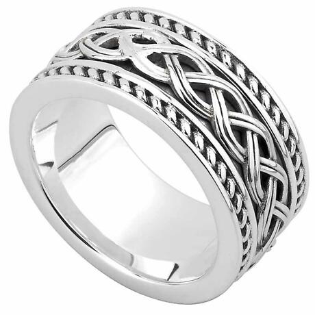 S21048 Irish Ring Mens Silver Solvar Ancient Celtic Knot Wedding Band 