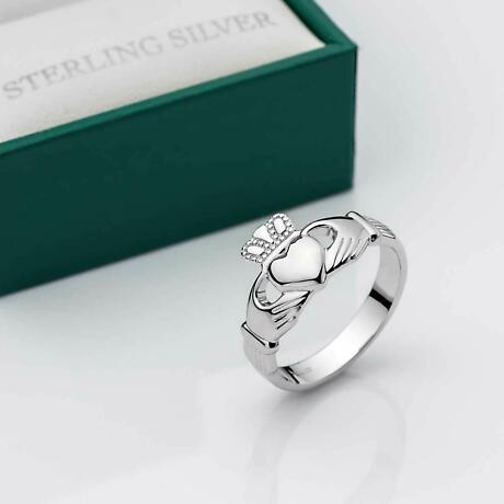 Alternate Image 1 for Claddagh Ring - Ladies Sterling Silver Puffed Heart Claddagh