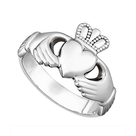 Claddagh Ring - Ladies Sterling Silver Puffed Heart Claddagh