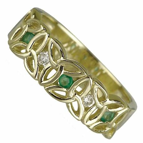 Product Image for Trinity Knot Ring - Ladies 14k Gold Trinity Knot Diamond and Emerald Band