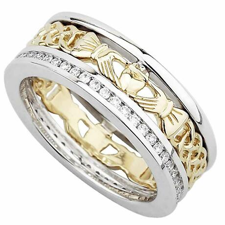Product Image for Claddagh Ring  - Ladies 14k Gold with Diamonds Claddagh Band