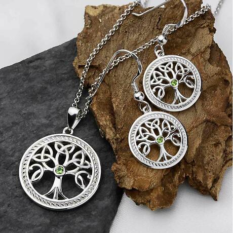 Alternate Image 1 for Irish Earrings | Sterling Silver Crystal Celtic Tree of Life Earrings