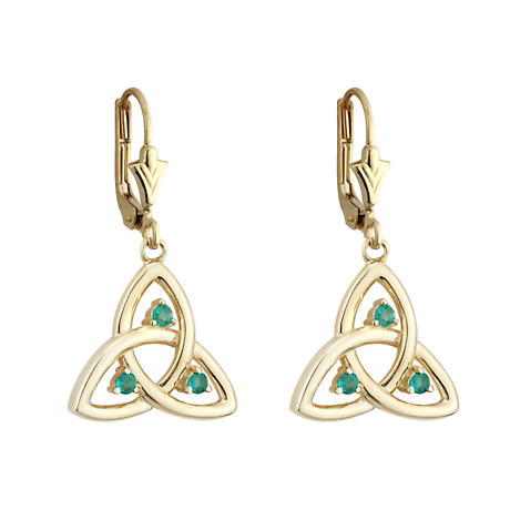 Product Image for Celtic Earrings - 10k Gold Emerald Trinity Drop Earrings