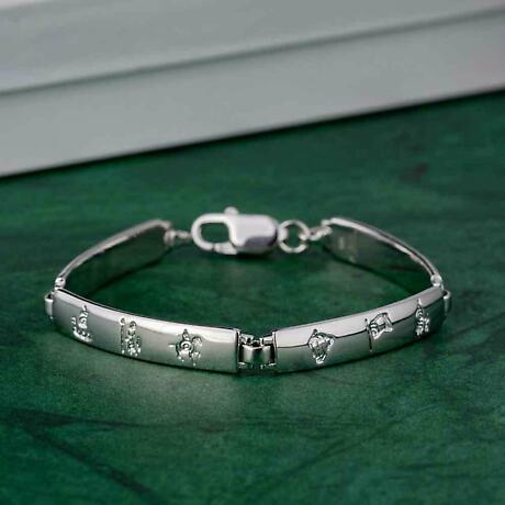 Alternate Image 1 for Irish Bracelet - History of Ireland Sterling Silver 4 Link Bracelet