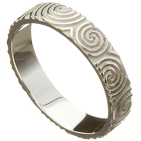 SALE | Irish Wedding Ring - Celtic Spirals Newgrange Mens Wedding Band