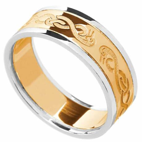 Celtic Ring - Ladies Yellow Gold with White Gold Trim Le Cheile Wedding Ring
