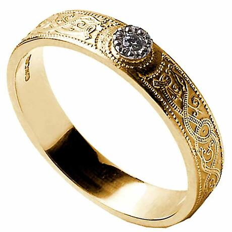 Celtic Ring - Ladies Diamond Warrior Shield Wedding Ring