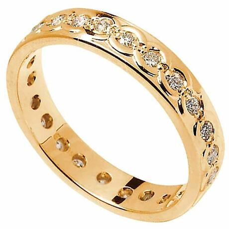 Celtic Ring - Ladies Gold with Diamond Set Celtic Wedding Ring
