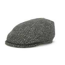 Vintage Irish Donegal Tweed Cap Black Herringbone Product Image