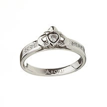 Alternate image for Irish Ring - CZ Claddagh Ring Sterling Silver