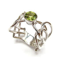 Celtic Ring - Sterling Silver Celtic Spear Ring with Peridot Product Image