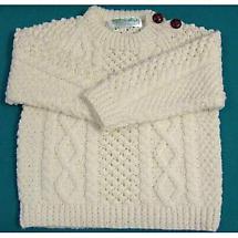 Irish Sweater - Children's Button Crew Aran Sweater Product Image