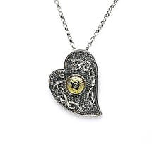 Alternate image for Celtic Pendant - Antiqued Sterling Silver with 18k Gold Bead Heart Shaped Irish Necklace