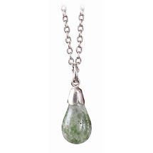 Alternate image for Irish Necklace - Fused Ashes and Glass Small Green Drop Pendant on Chain