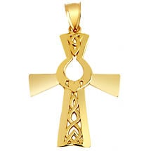 Claddagh Pendant - Yellow Gold Claddagh Celtic Cross Product Image