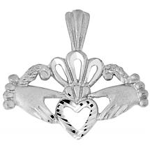 Alternate image for Claddagh Pendant - White Gold Fancy Claddagh