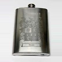 Alternate image for Coat of Arms Personalized 8oz Irish Hip Premium Flask