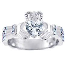 Alternate image for Claddagh Ring - White Gold Diamond Claddagh Ring 0.40 Carats with Clear Stone