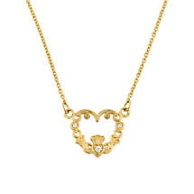 Claddagh Necklace - 14k Yellow Gold Diamond Claddagh Necklace Product Image