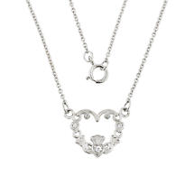 Alternate image for Claddagh Necklace - 14K White Gold Diamond Claddagh Necklace