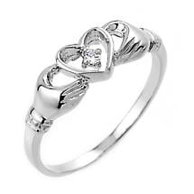 Alternate image for Claddagh Ring - White Gold Claddagh Ring with Diamond