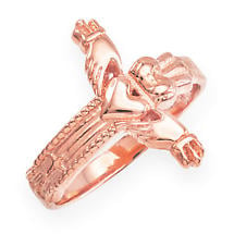 Claddagh Ring - Rose Gold Classic Claddagh Cross Ring Product Image