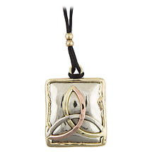 Grange Irish Jewelry - Silver Three Color Trinity Knot Square Pendant Product Image