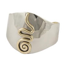 Grange Irish Jewelry - Silver Two Tone Center Celtic Spiral Wide Bangle Product Image