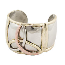 Grange Irish Jewelry - Silver Three Color Trinity Knot Wide Bangle Product Image
