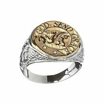 Celtic Ring - Coat of Arms Sterling Sterling Silver and 10k Gold Mens Solid Scottish Clan Ring Product Image