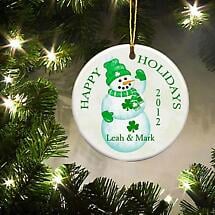 Irish Christmas - Personalized Irish Ornaments - Lucky Snowman Ornament Product Image