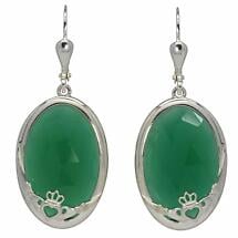 Alternate image for Claddagh Earrings - Green Onyx