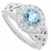 Trinity Ring - Blue Topaz and White CZ Trinity Halo Ring Product Image