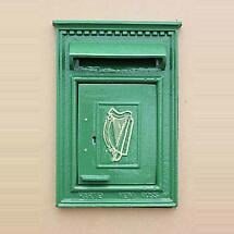Irish Cast Iron Mail Box Green with Gold Harp Product Image