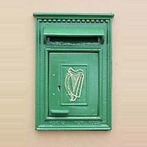 Alternate image for Irish Cast Iron Mail Box Green with Gold Harp