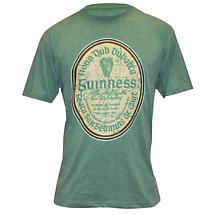 Irish T-Shirt | Green Distressed Guinness Label Tee   Product Image