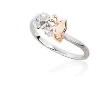 Alternate image for Jean Butler Jewelry - Sterling Silver Primrose & Butterfly 18k Rose Gold Plated Irish Ring