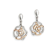 Alternate image for Jean Butler Jewelry Irish Earrings - Sterling Silver Irish Rose Two Tone Drop Irish Earrings