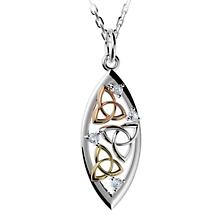 Irish Necklace - Sterling Silver Trinity Knot Teardrop Pendant Product Image