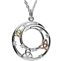 Alternate image for Irish Necklace - Sterling Silver Trinity Knot Circle Pendant