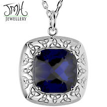 Alternate image for Irish Necklace - Sterling Silver Blue Quartz Trinity Knot Pendant