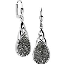 Celtic Earrings - Sterling Silver Celtic Knot Black  Drusy Drop Earrings Product Image